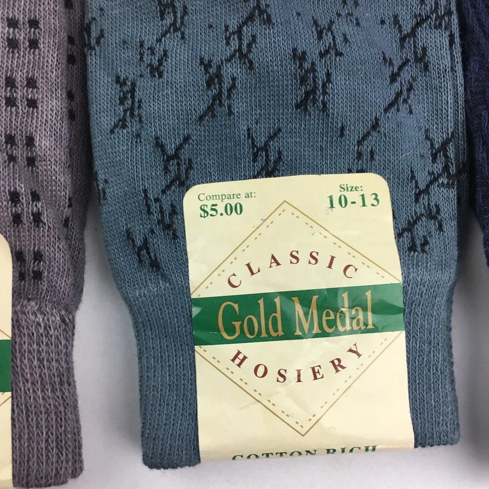 Mixed Lot of 3 Pairs Gold Medal Mens Dress Socks Size 10-13 Hosiery Cotton Blend